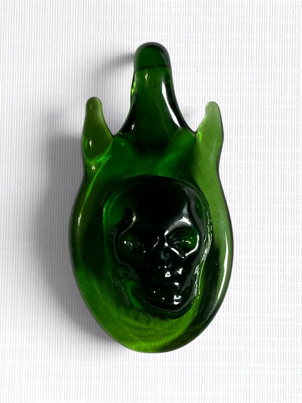 Green Art Glass Skull Pendant Skelton Face Jewelry Halloween
